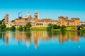 Cityscape reflected in water. Mantova, Italy Royalty Free Stock Photo