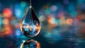 Cityscape Reflection in Water Drop Royalty Free Stock Photo