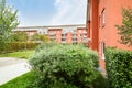 Cityscape of residential area with modern apartment buildings, new green urban landscape in the city Royalty Free Stock Photo