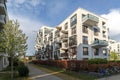 Cityscape of a residential area with modern apartment buildings, new green urban landscape in the city Royalty Free Stock Photo