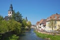 Cityscape by the river Alb in Ettlingen Royalty Free Stock Photo