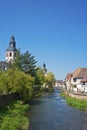 Cityscape by the river Alb in Ettlingen Royalty Free Stock Photo