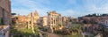 Ruins of the Roman Forum at dusk in Rome, Italy Royalty Free Stock Photo