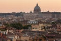 Cityscape of Rome and St. Peter`s Basilica in the Vatican Royalty Free Stock Photo