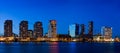 Cityscape of Rotterdam at dusk