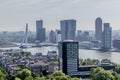 Cityscape of Rotterdam with the Erasmus bridge in the background Royalty Free Stock Photo