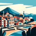 Cityscape of Rovinj, Croatia. Vector illustration. Generative AI