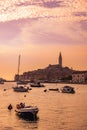 cityscape of Rovinj town in Croatia in sunset time