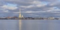 Cityscape of Saint Petersburg, Russia. View of Peter and Paul Cathedral and fortress, Neva River. Royalty Free Stock Photo