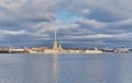 Cityscape of Saint Petersburg, Russia. View of Peter and Paul Cathedral and fortress, Neva River. Royalty Free Stock Photo