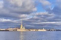 Cityscape of Saint Petersburg, Russia. View of Peter and Paul Cathedral and fortress, Neva River. Royalty Free Stock Photo