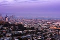 Cityscape of San Francisco and skyline of downtown in dusk. California, USA Royalty Free Stock Photo