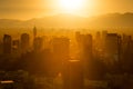 Cityscape of Santiago de Chile downtown at sunset