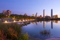 Cityscape of Santiago de Chile from the wealthy district of Vitacura Royalty Free Stock Photo