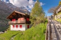 Cityscape Scenery View of Zermatt City, Switzerland. Swiss Village Culture and Architecture Along The Alpine. Beautiful Landscape