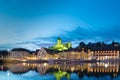 Cityscape of Schaffhausen with the Rhine River and Munot at sunset