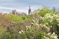 Cityscape Scottish Edinburgh seen from Princes Street Gardens