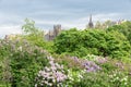 Cityscape Scottish Edinburgh seen from Princes Street Gardens