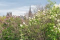 Cityscape Scottish Edinburgh seen from Princes Street Gardens