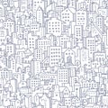 Cityscape Seamless Doodle Pattern