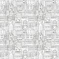 Cityscape seamless pattern. Doodle urban background