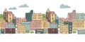 Cityscape seamless pattern for your design. Doodle colorful city