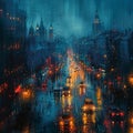 A cityscape seen through a rain-soaked window Royalty Free Stock Photo