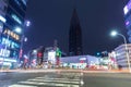 Cityscape of Shinjuku district with traffic lights on the street of Tokyo Royalty Free Stock Photo