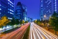 Cityscape of Shinjuku district with traffic lights on the street of Tokyo Royalty Free Stock Photo