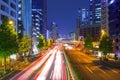 Cityscape of Shinjuku district with traffic lights, Tokyo Royalty Free Stock Photo