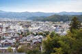 Cityscape of Shugakuin area in north Kyoto city seen from hilltop of Enkoji Temple, during autumn in Japan Royalty Free Stock Photo