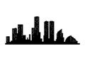 Cityscape silhouette. City building, night town and horizontal urban panorama silhouette. Modern urban landscape