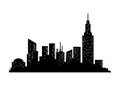 Cityscape silhouette. City building, night town and horizontal urban panorama silhouette. Modern urban landscape