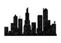 Cityscape silhouette. City building, night town and horizontal urban panorama silhouette. Modern urban landscape