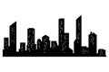 Cityscape silhouette. City building, night town and horizontal urban panorama silhouette. Modern urban landscape