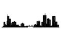 Cityscape silhouette. City building, night town and horizontal urban panorama silhouette. Modern urban landscape Royalty Free Stock Photo