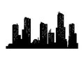 Cityscape silhouette. Monochrome panoramic view. Modern urban landscape. Horizontal urban night town. City building Royalty Free Stock Photo