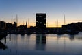 Cityscape silhouette under sunset in Antwerp