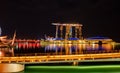 Cityscape Singapore modern and financial city in Asia. Marina bay landmark of Singapore. Night landscape of business building