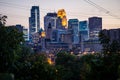 Cityscape skyline of Downtown Minneapolis Minnesota in the Twin Cities Metro area Royalty Free Stock Photo