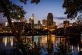 Cityscape skyline of Downtown Minneapolis Minnesota in the Twin Cities Metro area at night