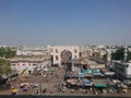 Cityscape, skyline near Charminar, Hyderabad, India on a sunny day.