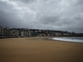 Cityscape skyline panorama of San Sebastian Donostia from Playa de la concha beach Bay of Biscay in Basque country Spain Royalty Free Stock Photo