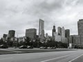 Cityscape skyline view of downtown Chicago buildings