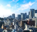 cityscape of skyline Yokohama and Yokohama Port city with blue sky background, Minatomirai area in Yokohama city, Kanagawa, Japan Royalty Free Stock Photo