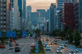 Cityscape and skyscraper at dusk in nagoya, japan. Royalty Free Stock Photo