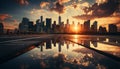 Cityscape skyscraper sunset dusk architecture urban skyline outdoors reflection generated by AI Royalty Free Stock Photo