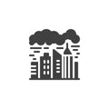 Cityscape with smog air pollution vector icon Royalty Free Stock Photo