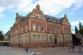 Cityscape of Speyer with its historical downtown and houses. People walking around.