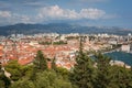 Cityscape of Split on the Adriatic coastline from Marjan hill, Dalmatia, Croatia.